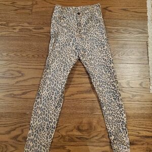 Leopard Print High Rise Skinny Cigarette Jeans Punk Jeggings R13 Betsey Johnson